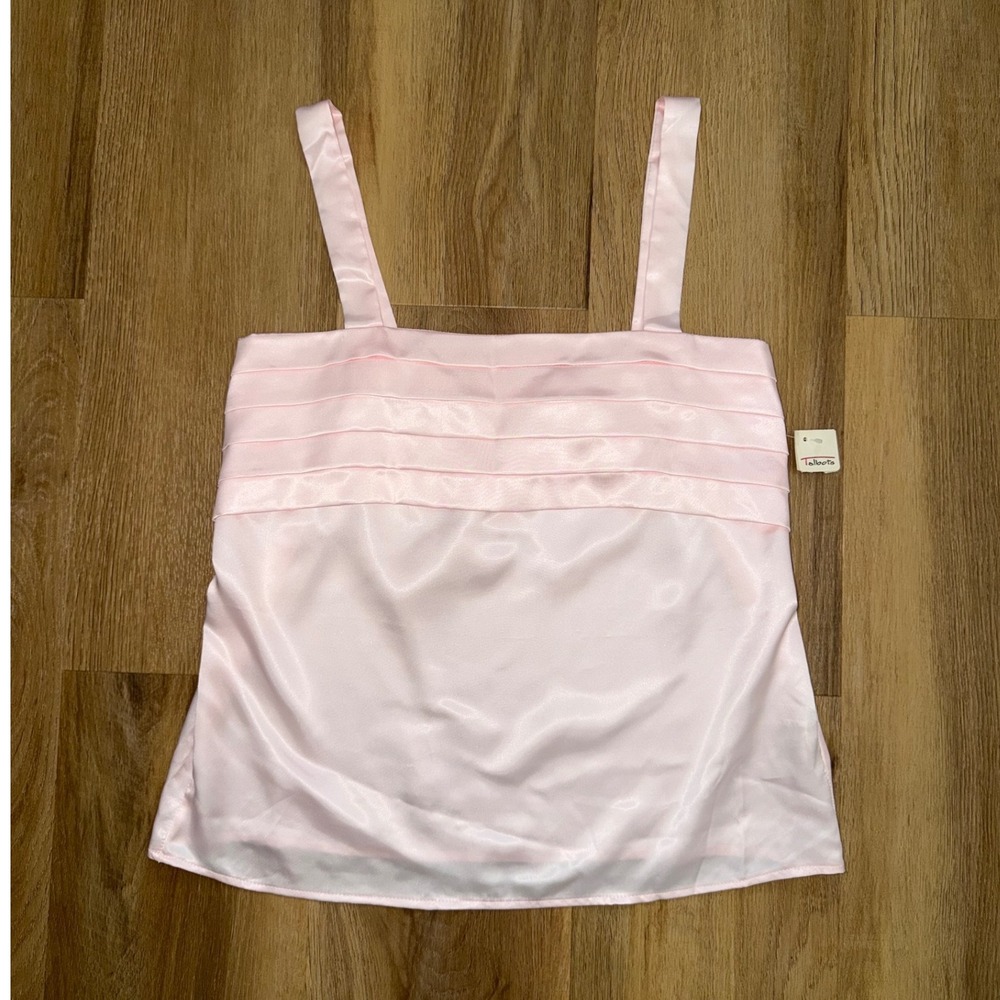 Vtg Talbots Pink Satin Pleated Camisole Top 8 preppy coastal coquette deadstock